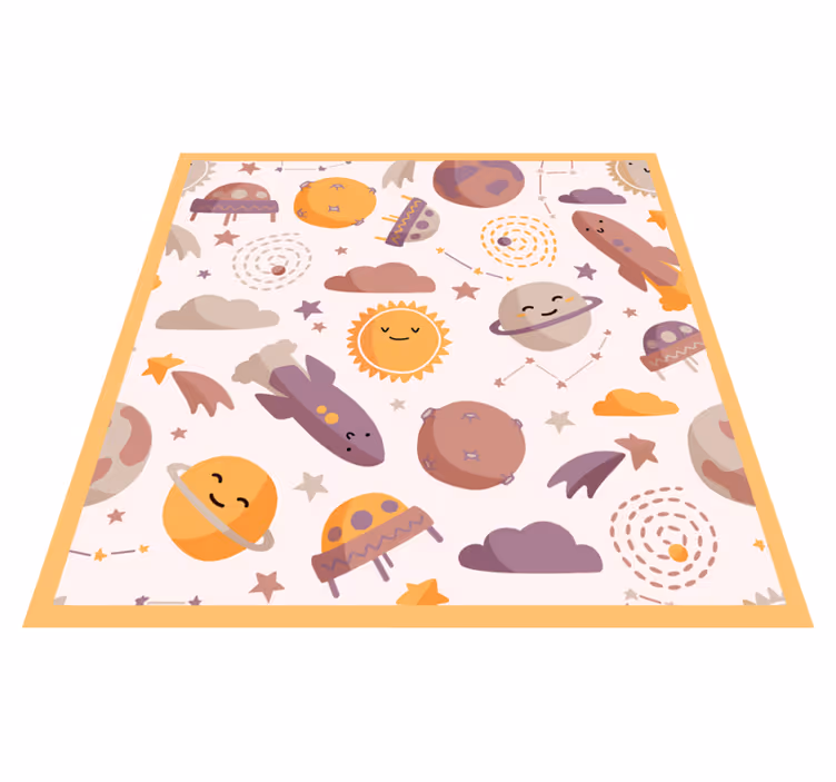 Vinyl Teppich Kinder verspieltes weltraumthema - TenStickers