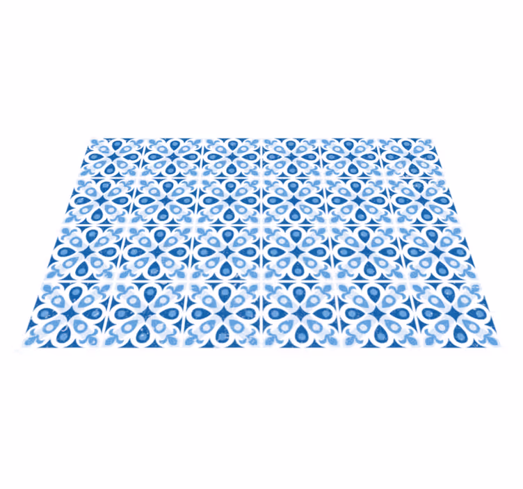 Vinyl Teppich Fliesenoptik blau gemusterte fliese - TenStickers