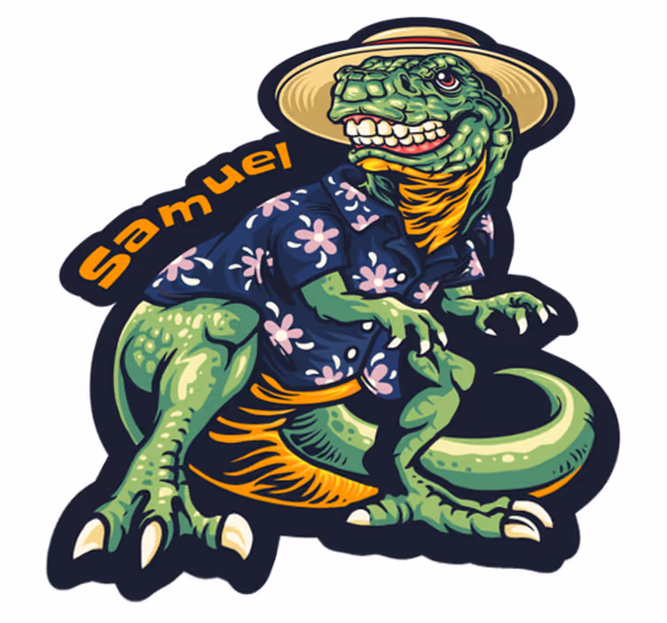 Vinyl Teppich mit Namen dinosaurier-urlaubskleidung - TenStickers