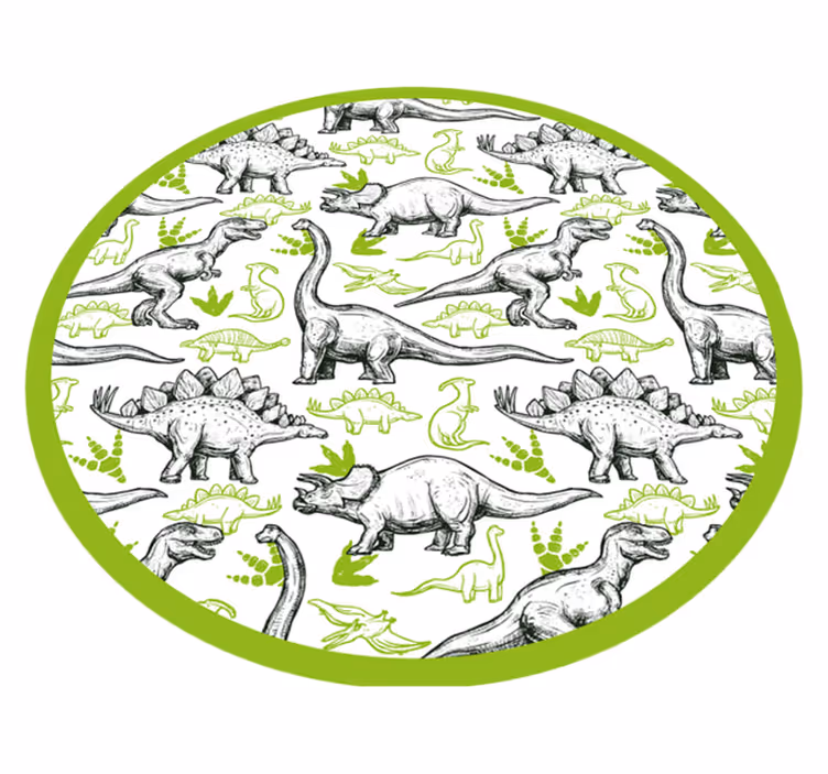 Vinylteppich Tiere Zweifarbiger doodle-dinosaurier-druck - TenStickers