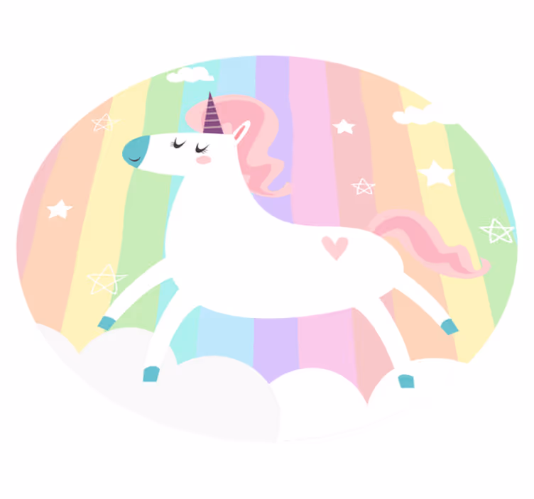Vinyl Teppich Kinderzimmer einhorn regenbogen dekor - TenStickers