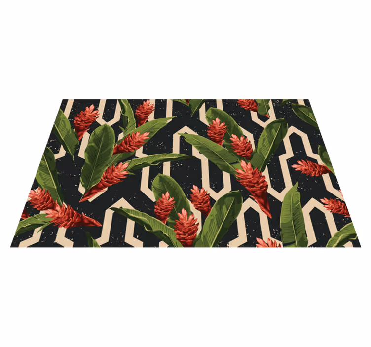Vinyl Teppich Blumen botanisch geometrisch - TenStickers