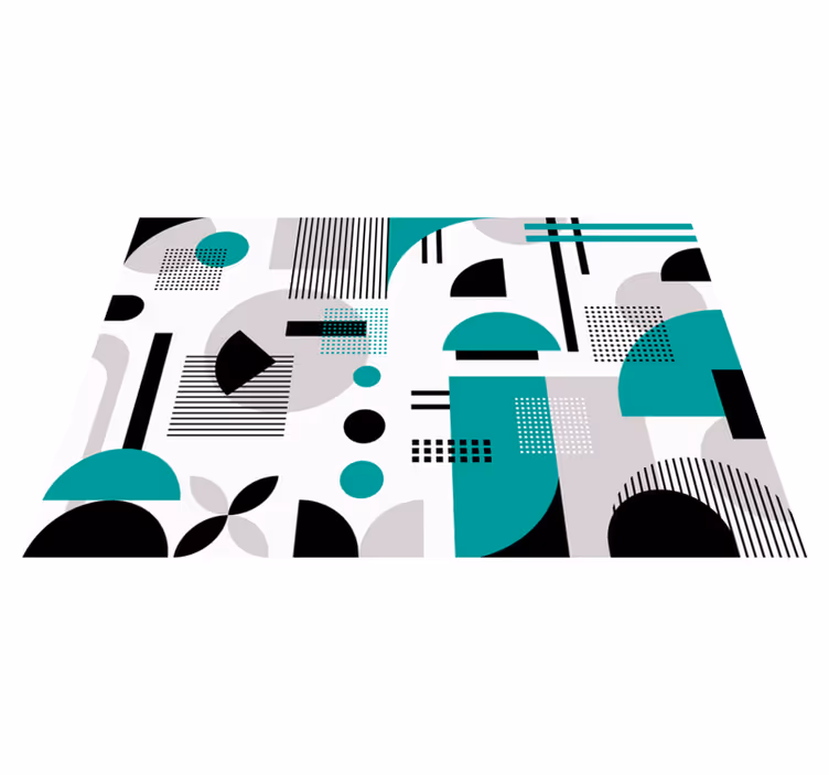 Vinyl Teppich modern türkisfarbene geometrische formen - TenStickers
