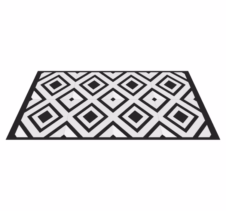 Vinylteppich Vintage Schwarze und weiße quadratische diamanten - TenStickers