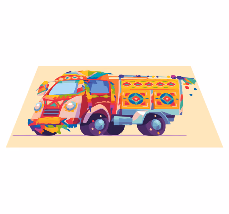 Vinylteppich kindlich bunte lkw-abbildung - TenStickers