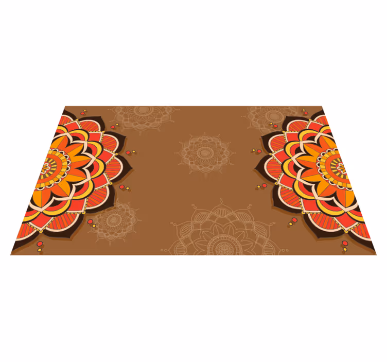 Vinyl Teppich Mandala braunes Ornament - TenStickers
