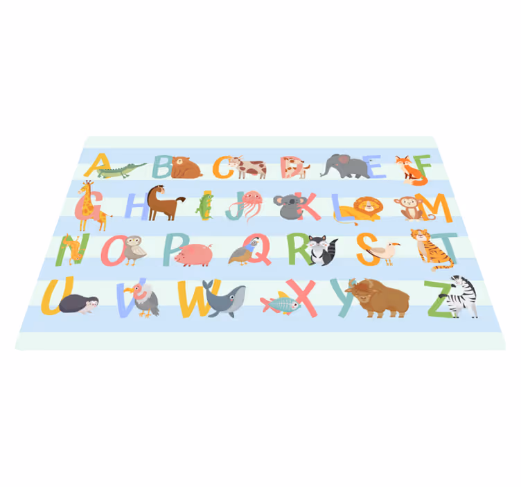 Vinyl Teppich Alphabet mit süßen Tieren - TenStickers