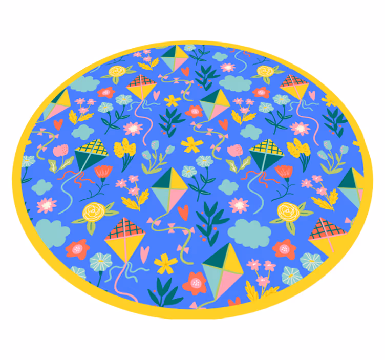 Vinyl Teppich Blumen florales drachenmotiv - TenStickers