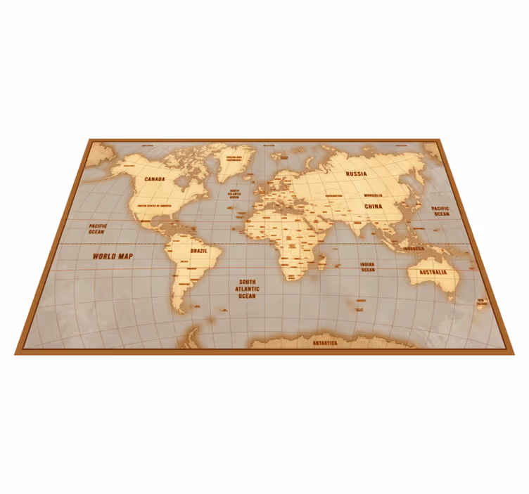 Vinyl Teppich Weltkarte vintage-beige-layout - TenStickers