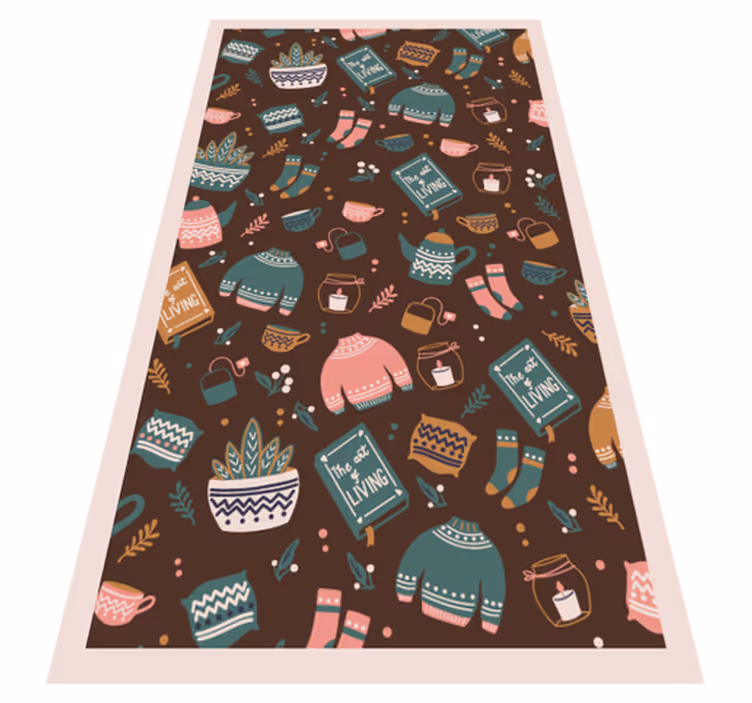 Vinyl Teppich Jugendzimmer gemütliche wohnutensilien - TenStickers