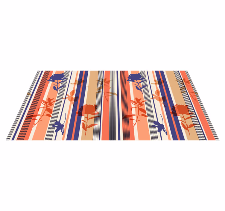 Vinyl Teppich Blumen gestreiftes blumenmuster - TenStickers