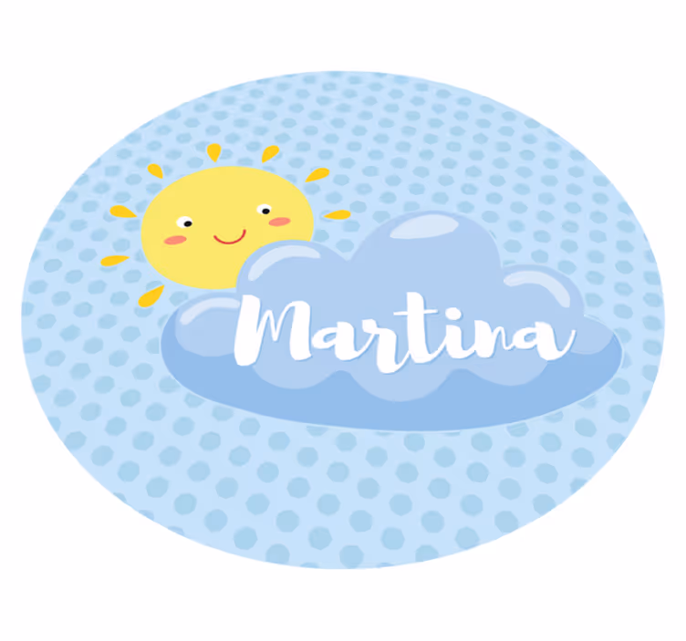Vinylteppich kindlich sonne und wolke mit namen - TenStickers