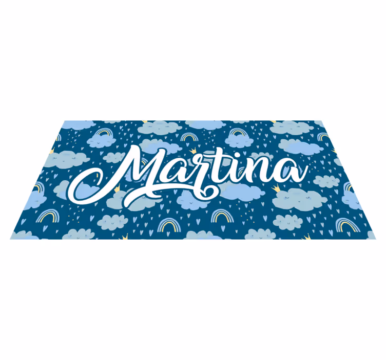 Vinylteppich kindlich blaue wolken mit namen - TenStickers
