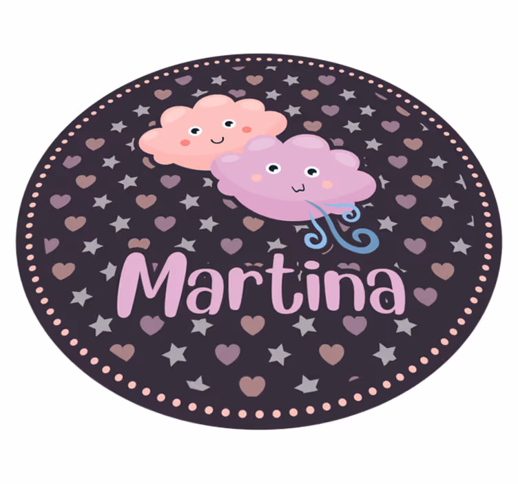Vinylteppich kindlich lila wolken mit namen - TenStickers