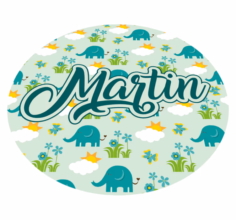 Vinylteppich kindlich elefanten und blumen mit namen - TenStickers