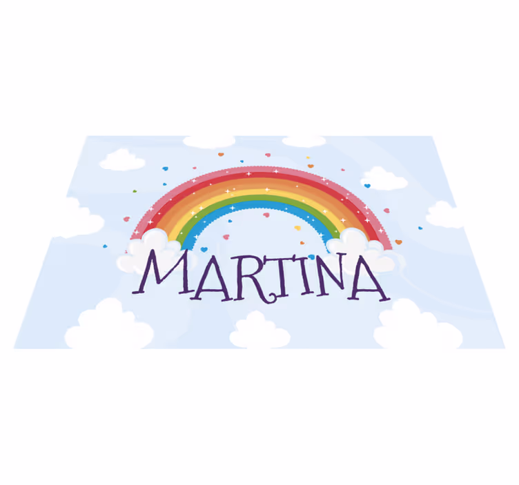 Vinylteppich mit Name Regenbogenwolken mit Namen - TenStickers