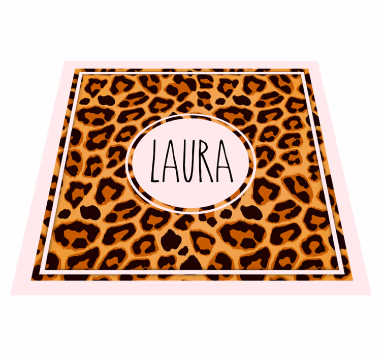 Vinyl Teppich Jugendzimmer leopardenmuster mit namen - TenStickers