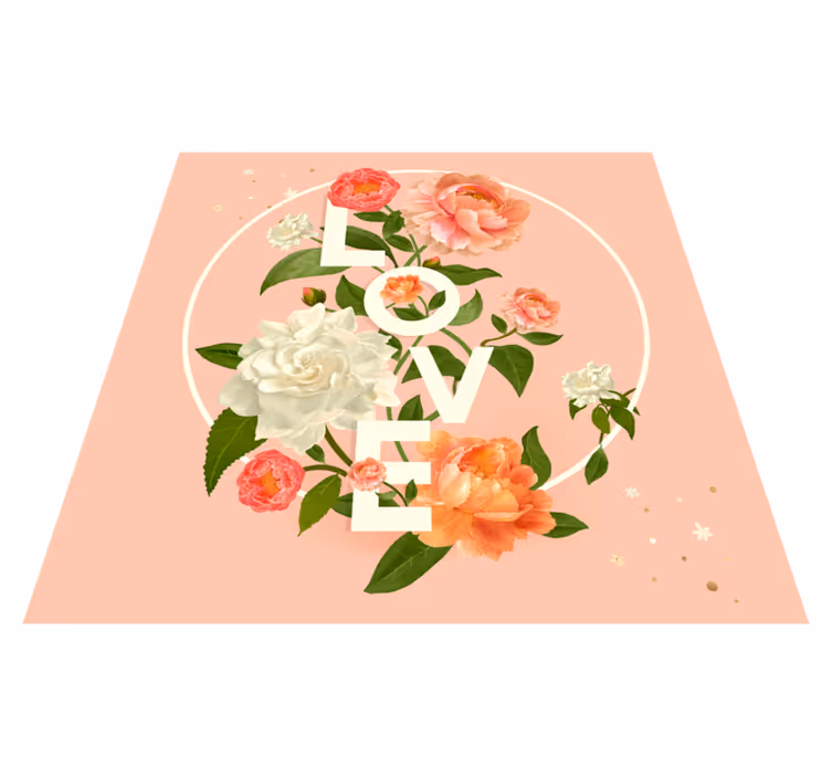 Vinyl Teppich Jugendzimmer liebe blumen design - TenStickers
