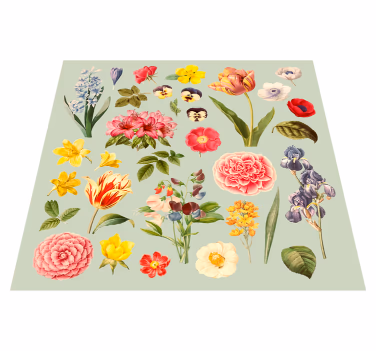 Vinyl Teppich Blumen florale botanische sammlung - TenStickers