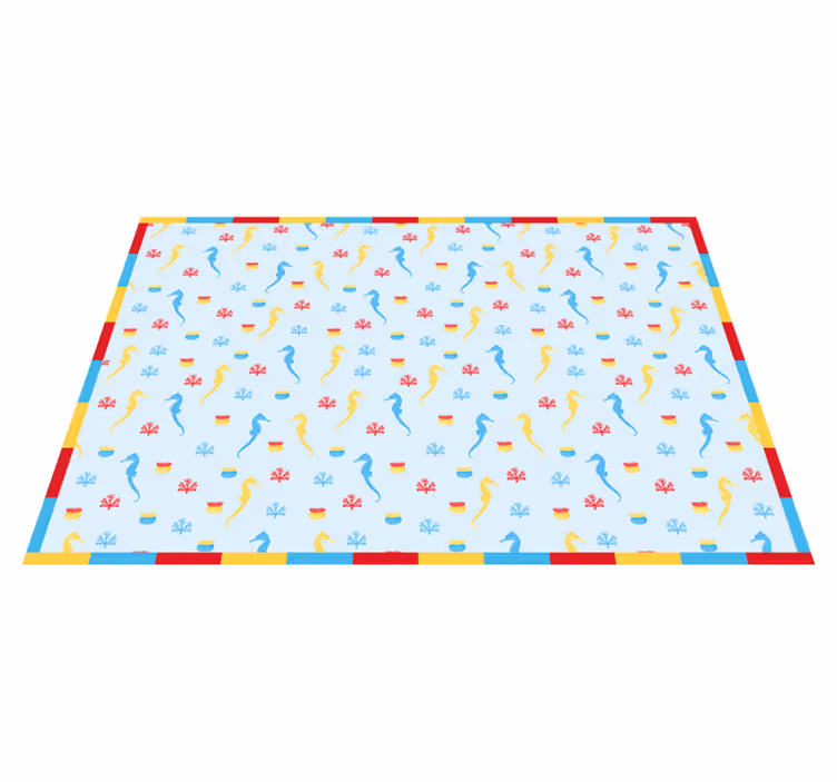 Vinyl Teppich Bad seepferdchen blaues design - TenStickers