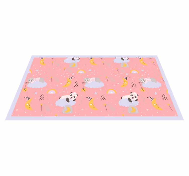 Vinylteppich kindlich wolken auf pinkem hintergrund - TenStickers