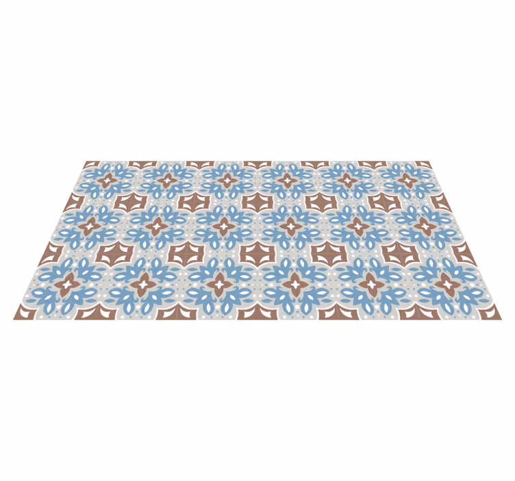 Vinyl Teppich Küche florales blaues muster - TenStickers