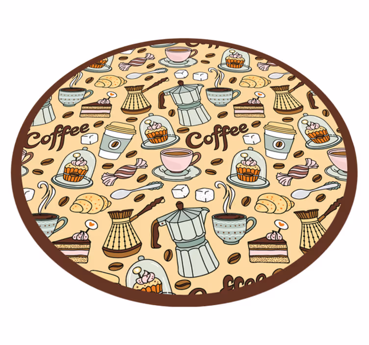 Vinyl teppich küche rundes kaffeedesign - TenStickers