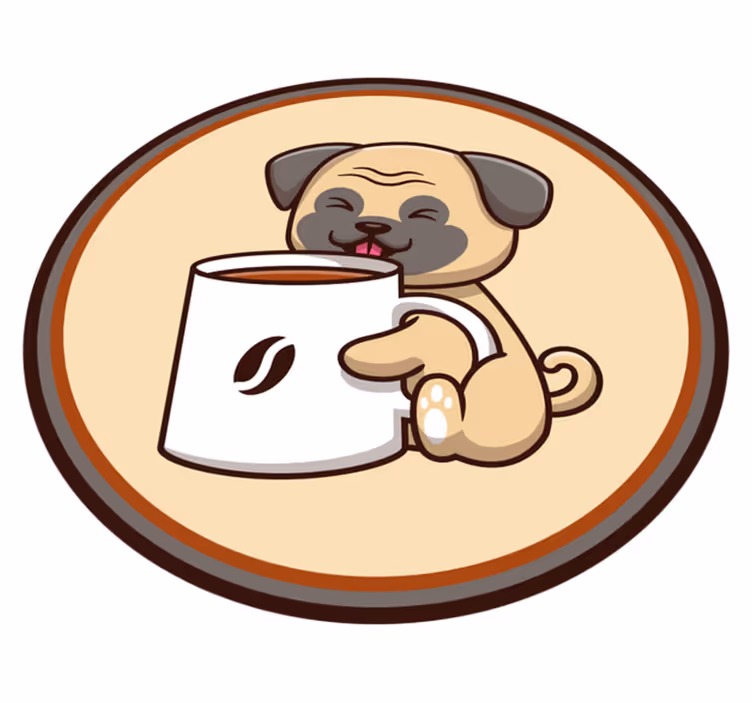 Vinyl Teppich mit Tieren süße Mops Tasse - TenStickers