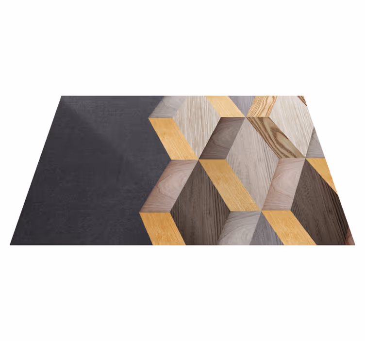 Vinylteppich Holzoptik geometrisches kubisches muster - TenStickers