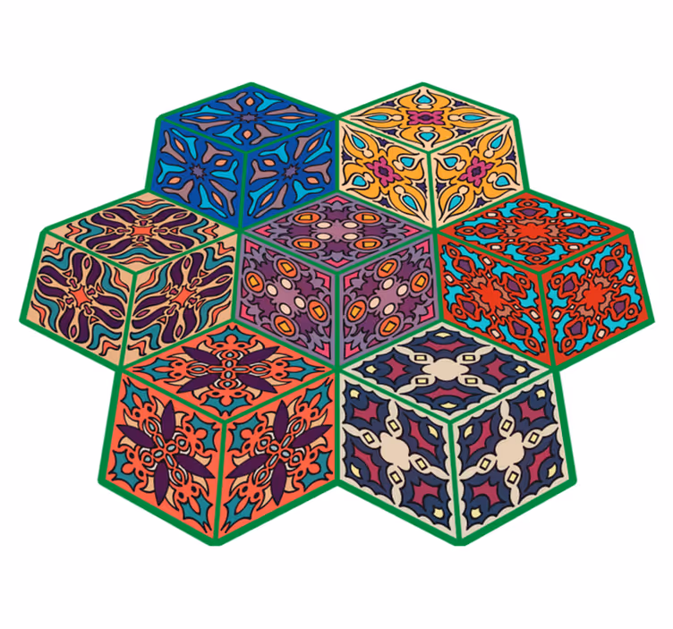 Vinyl Teppich Mosaik bunte sechseckige muster - TenStickers