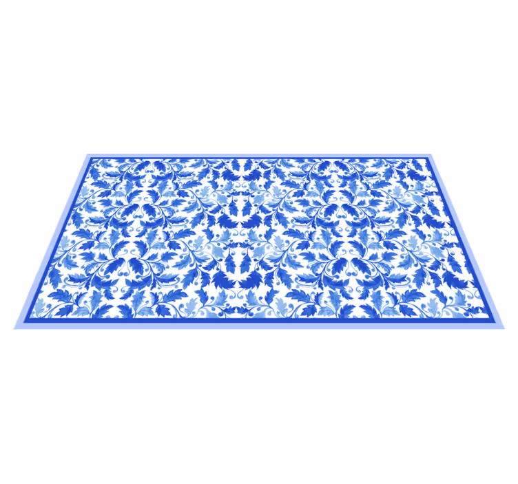 Vinyl Teppich Textur blaue blumenmuster - TenStickers