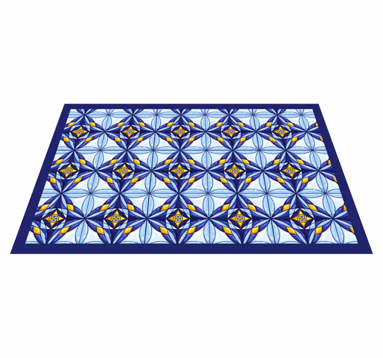 Vinyl Teppich Fliesenoptik leuchtend blaues muster - TenStickers
