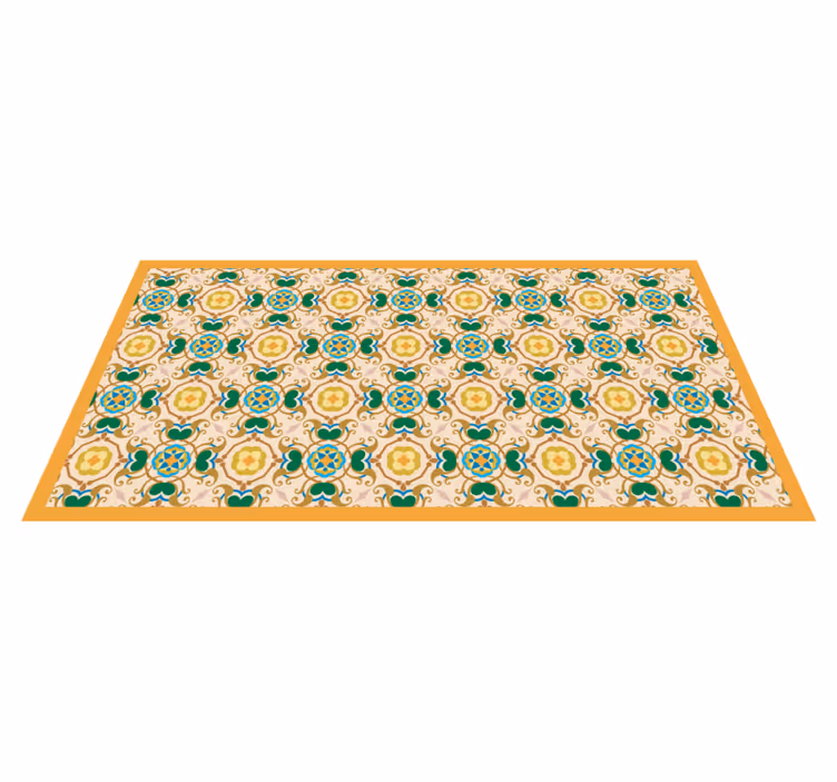 Vinyl Teppich Bad florale beige ornamente - TenStickers