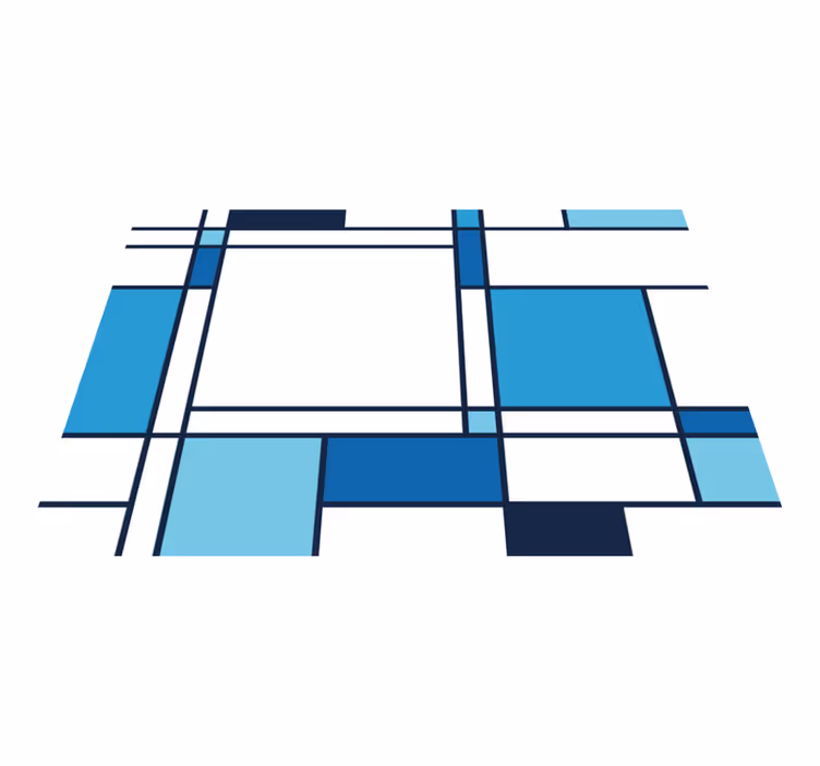 Vinyl Teppich modern blaues geometrisches motiv - TenStickers