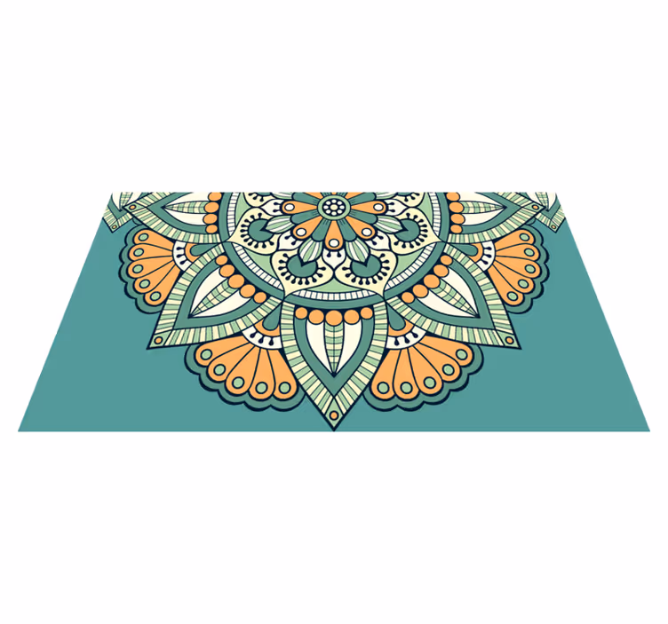 Vinyl teppich mandala mit halbem blumenmuster - TenStickers