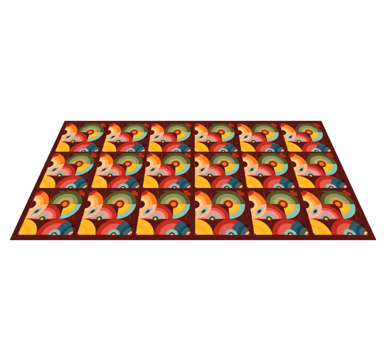 Vinyl Teppich Vintage retro bunte kreisförmige formen - TenStickers