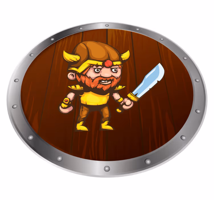 Vinylteppich kindlich mit wikingerkrieger auf braun - TenStickers