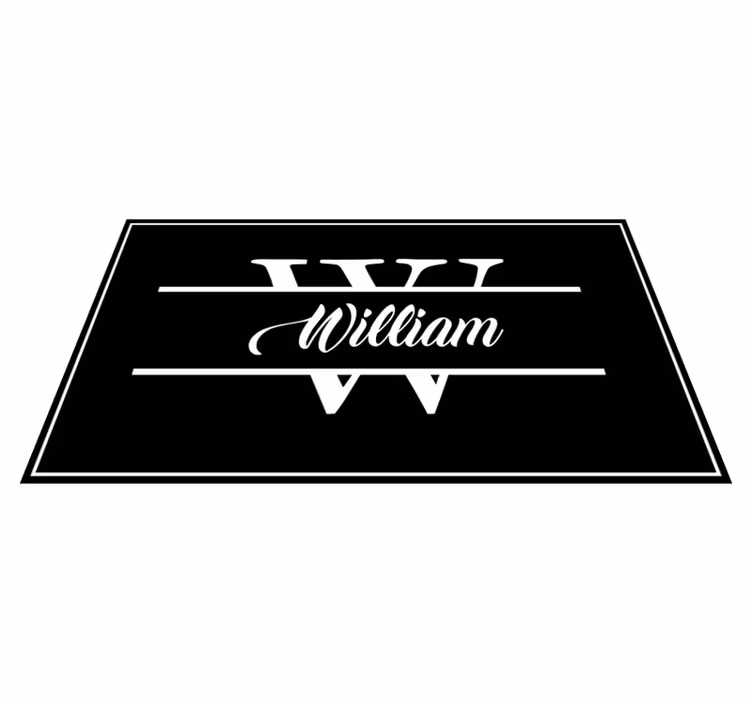 Vinyl teppich modern mit elegantem namen und initiale - TenStickers