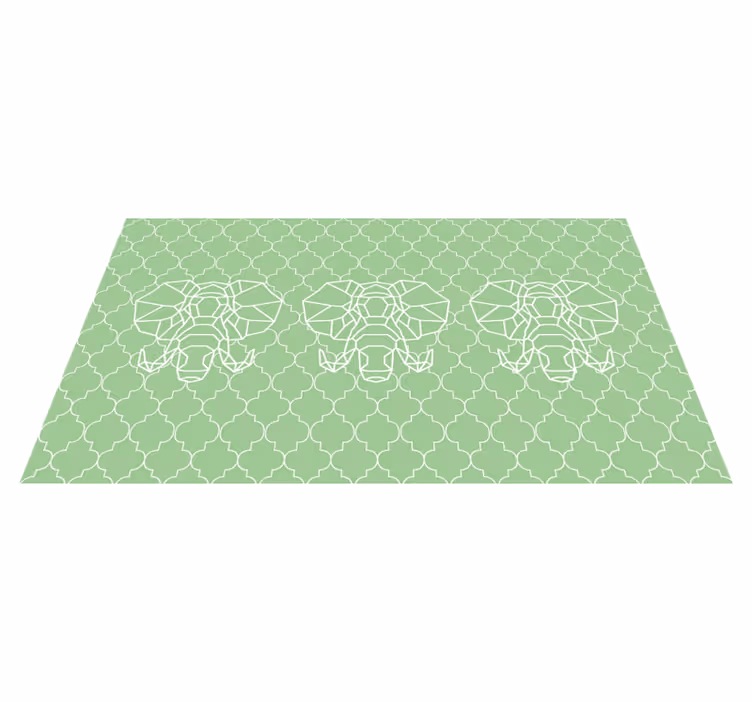 Vinyl Teppich Tiere grüne geometrische elefanten - TenStickers