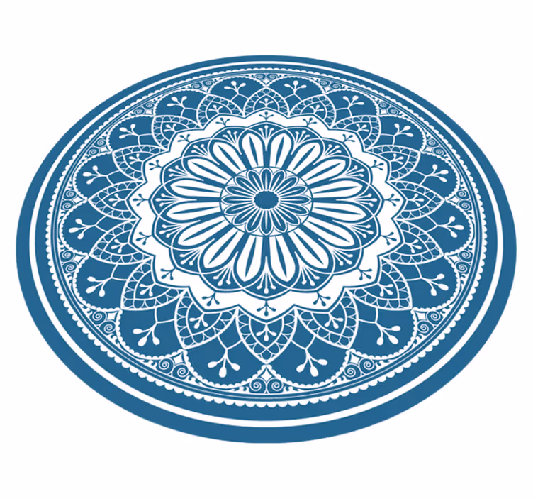 Vinyl teppich mandala elegantes blaues mandala - TenStickers