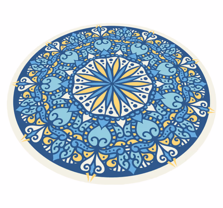 Vinyl Teppich Mandala kompliziertes blaues motiv - TenStickers