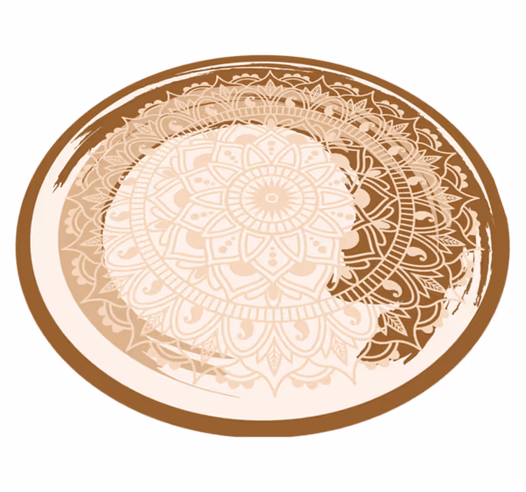 Vinyl teppich mandala mit anmutigem beigen muster - TenStickers