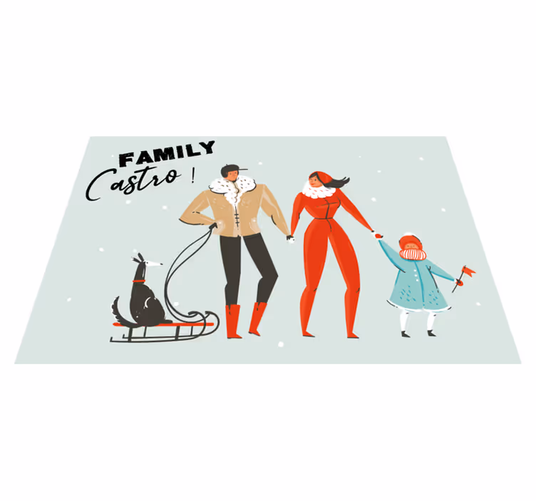 Vinyl Teppich mit Namen personalisierte winterfamilie - TenStickers