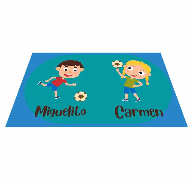 Vinylteppich kindlich kinder spielen fußball mit namen - TenStickers