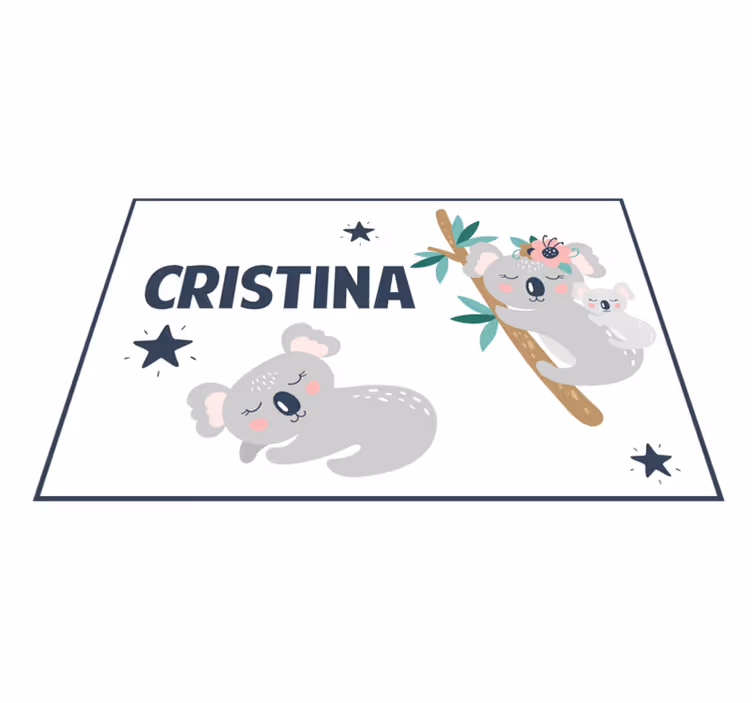 Vinyl Teppich mit Namen koala-familienspaß - TenStickers