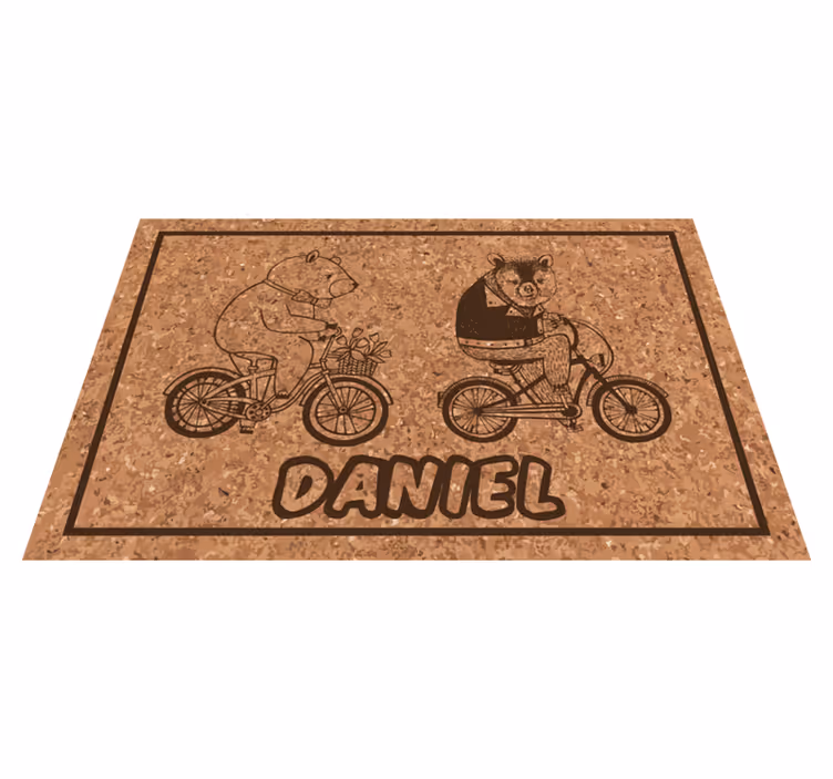 Vinylteppich kindlich mit fahrradbären und namen - TenStickers