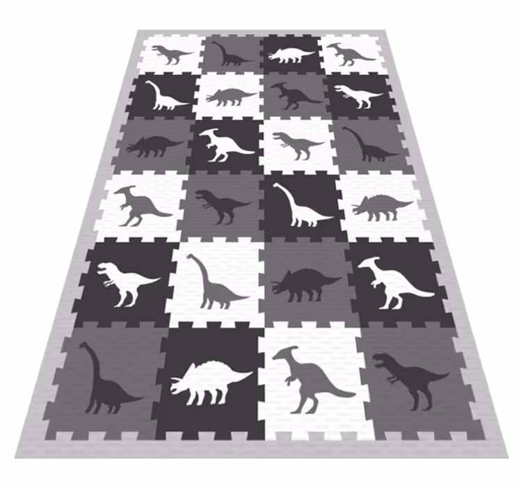 Vinyl Teppich Kinderzimmer graues dinosauriermotiv - TenStickers