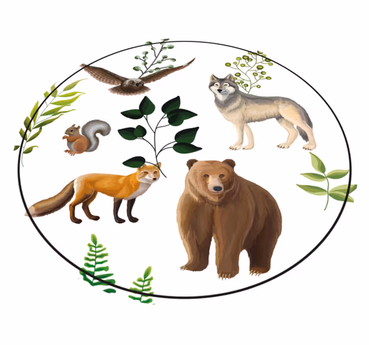 Vinylteppich kindlich freundliche waldbewohner - TenStickers