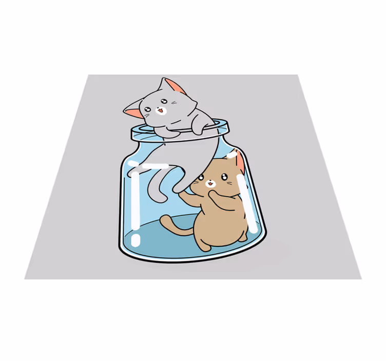 Vinyl Teppich Tiere süßes katzenglas - TenStickers