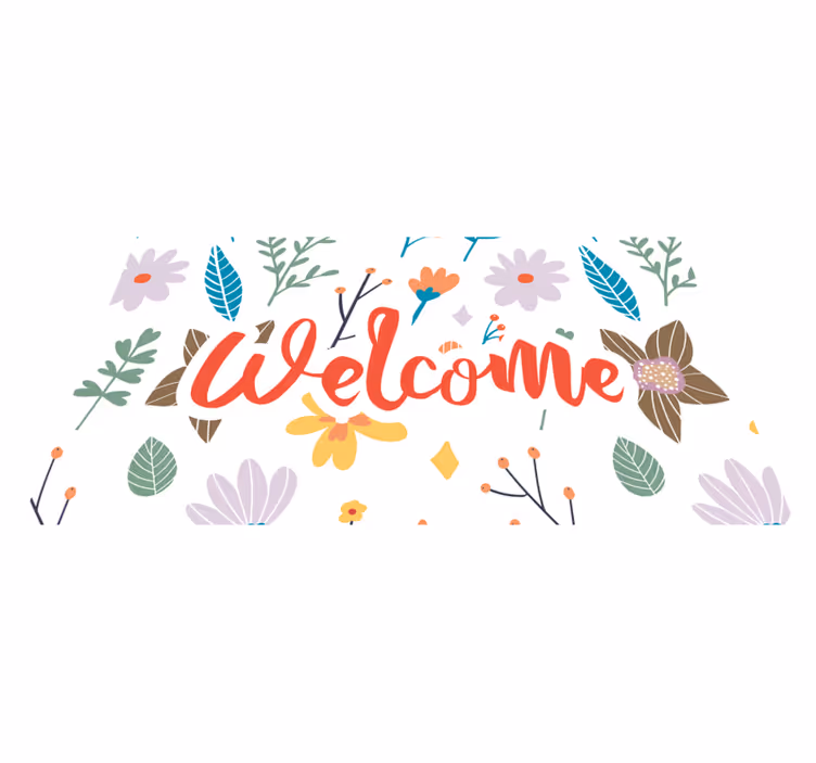 Vinyl Teppich Eingang willkommensblumendesign - TenStickers